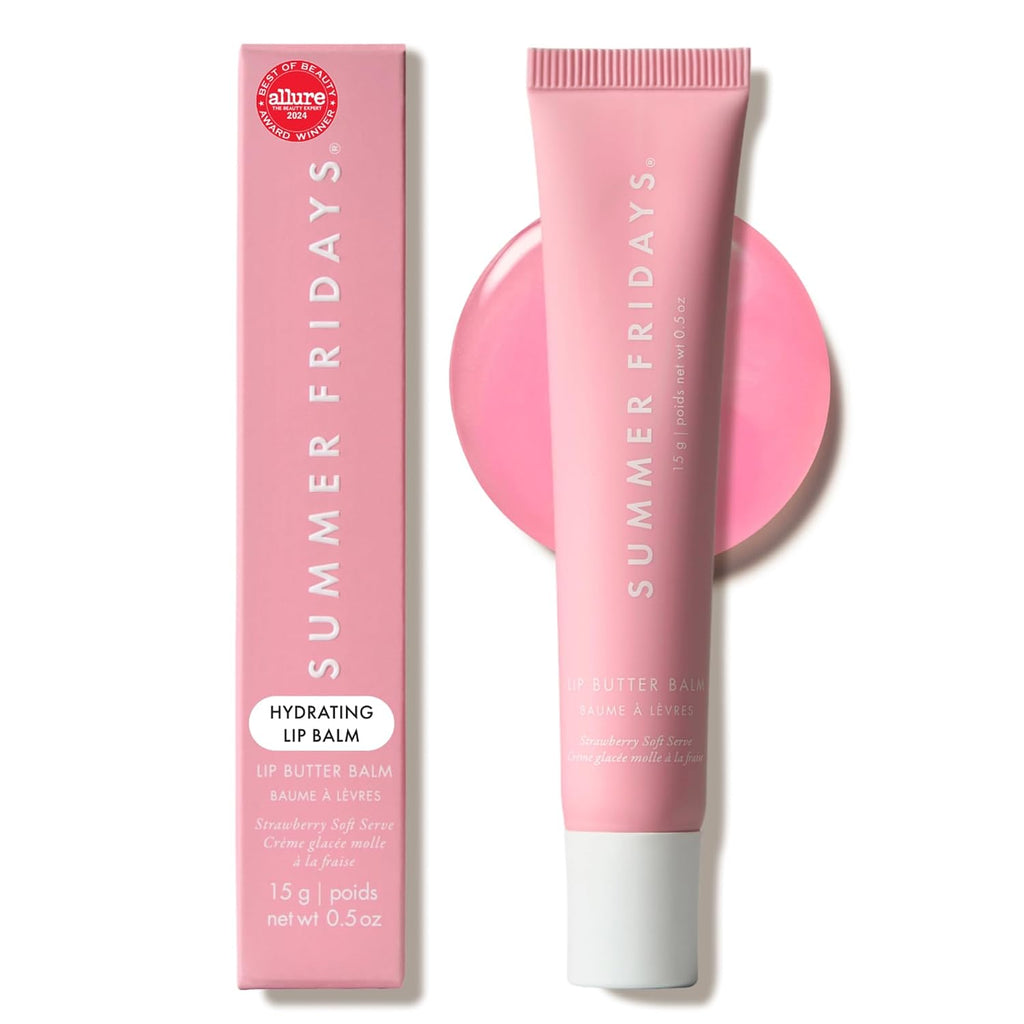 Summer Fridays Lip Butter Balm, Strawberry Soft Serve, Vegan (0.5 Oz)